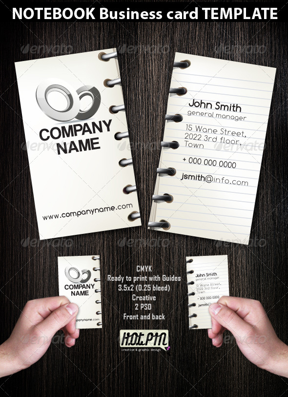 Notebook Business Card template - Creative Business Cards
