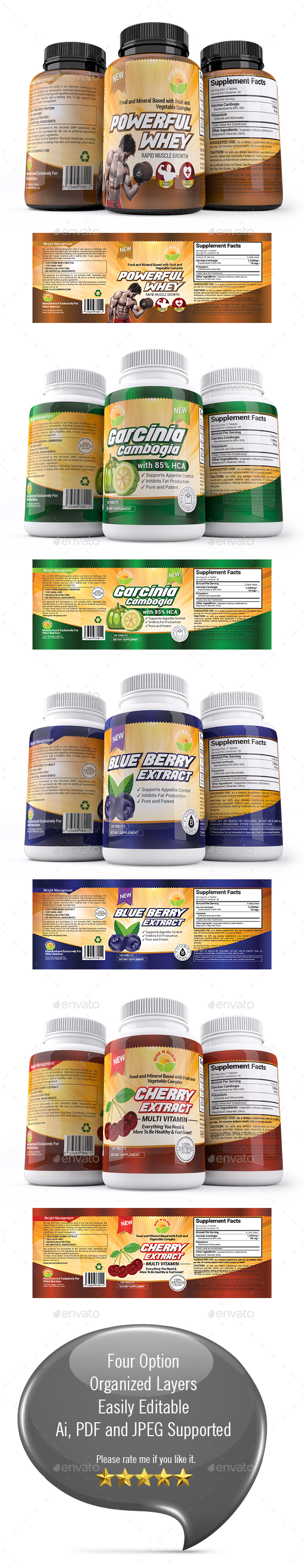 Supplement Label Template Vol-30 - Packaging Print Templates
