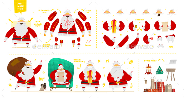GraphicRiver Santa Claus Character Set for Animation and Motion Design 21032342 GraphicRiver Santa Claus Character Set for Animation and Motion Design 21032342