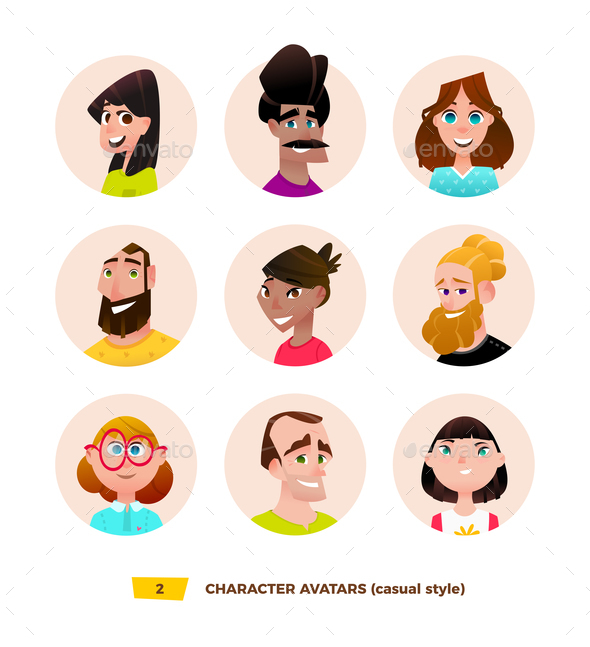 GraphicRiver Characters Avatars in Cartoon Flat Style 21032344 GraphicRiver Characters Avatars in Cartoon Flat Style 21032344