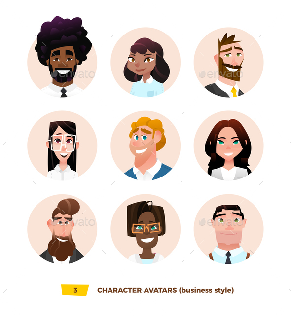 GraphicRiver Characters Avatars in Cartoon Flat Style 21032441 GraphicRiver Characters Avatars in Cartoon Flat Style 21032441