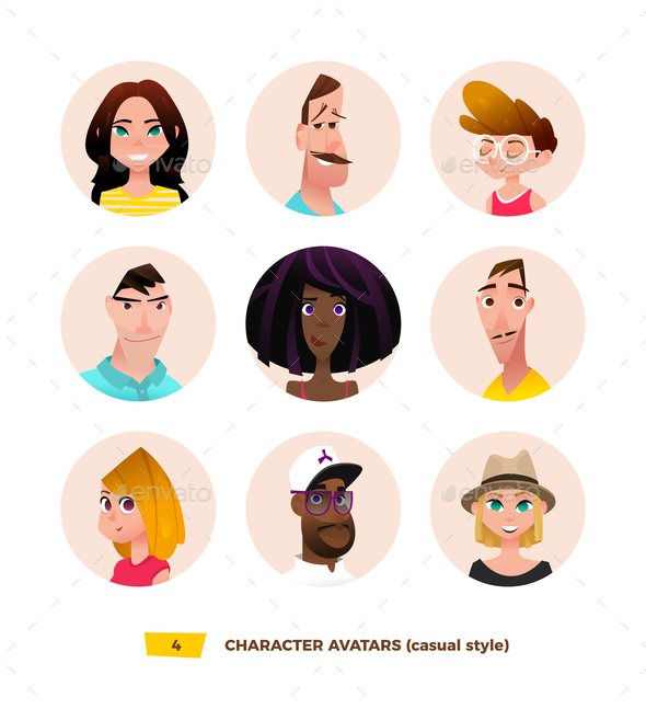GraphicRiver Characters Avatars in Cartoon Flat Style 21032443
