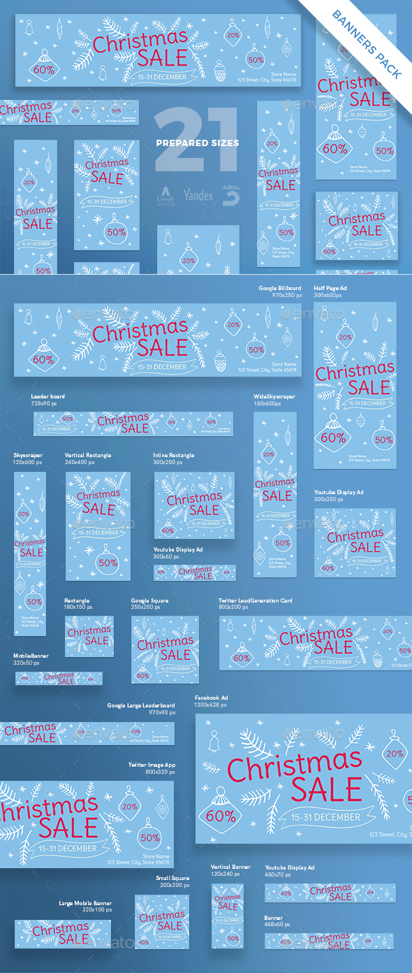 Christmas Sale Banner Pack - Banners & Ads Web Elements