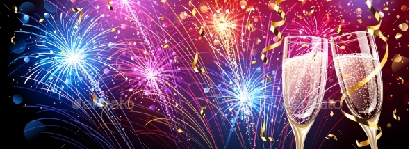 GraphicRiver Colorful Fireworks with Champagne and Confetti 21033328 GraphicRiver Colorful Fireworks with Champagne and Confetti 21033328