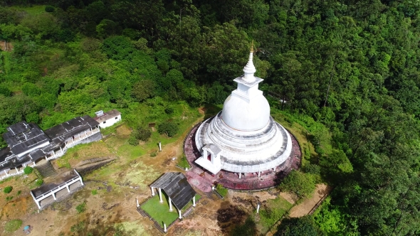 Aerial  Shot From the Temple in Mountains of Adam Peak in Sri Lanka