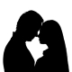 Kissing Couple in the Studio Is Worth It. Silhouette. White Background. - VideoHive Item for Sale