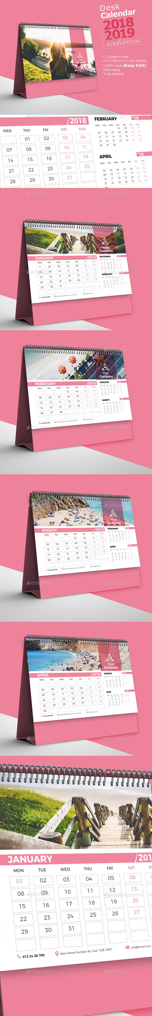 Desk Calendar 2018 2019 - Calendars Stationery