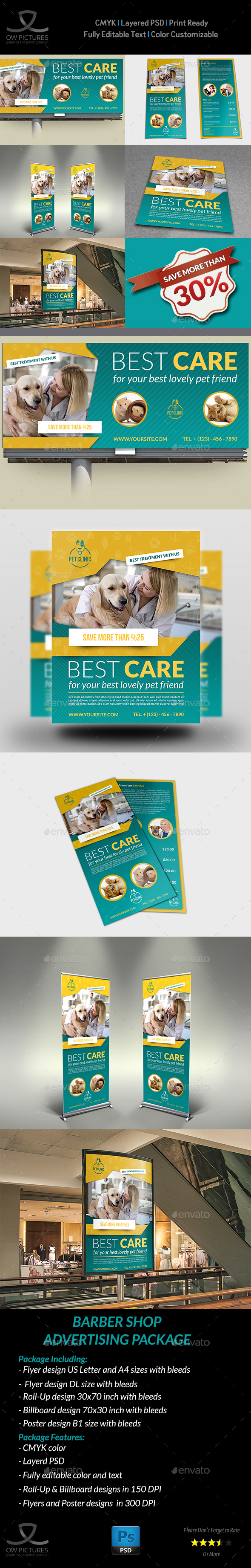 Veterinarian Clinic Advertising Bundle - Signage Print Templates