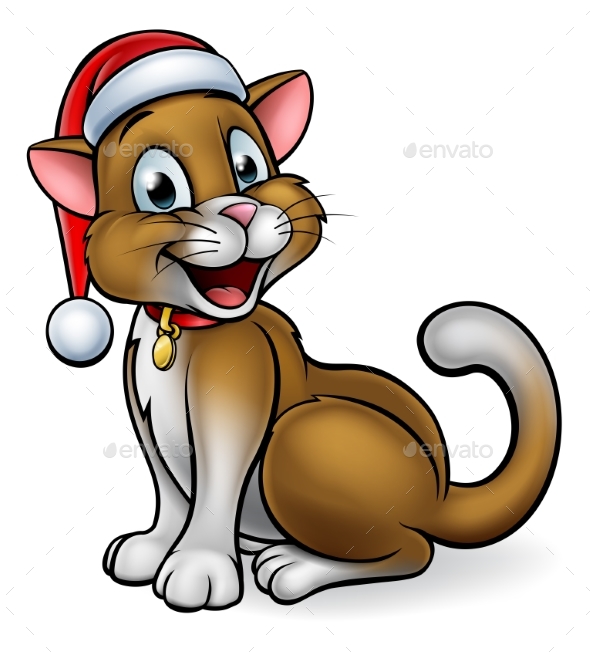 GraphicRiver Santa Hat Christmas Cat 21040461 GraphicRiver Santa Hat Christmas Cat 21040461