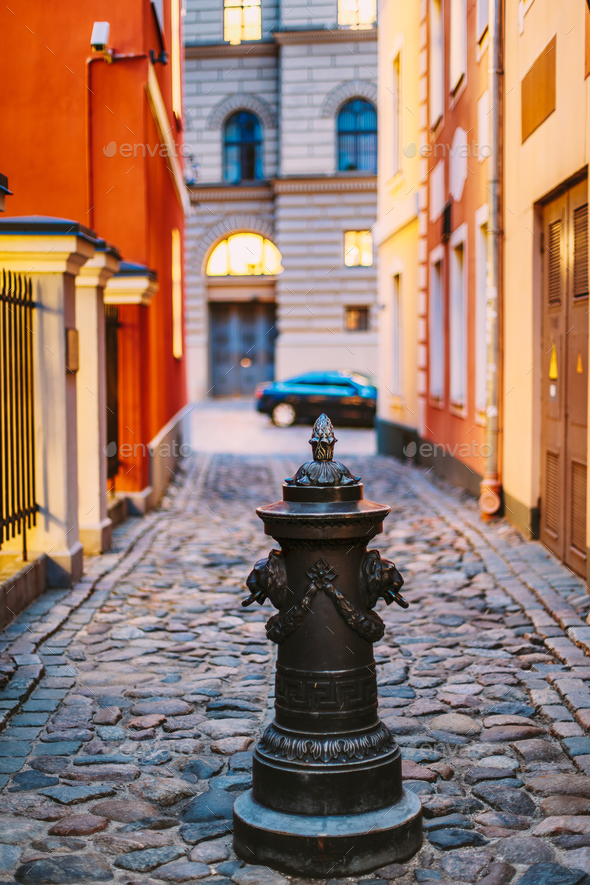Riga, Latvia. Small Column Pillar Shaft Stake Pile At Torna Stre - Stock Photo - Images