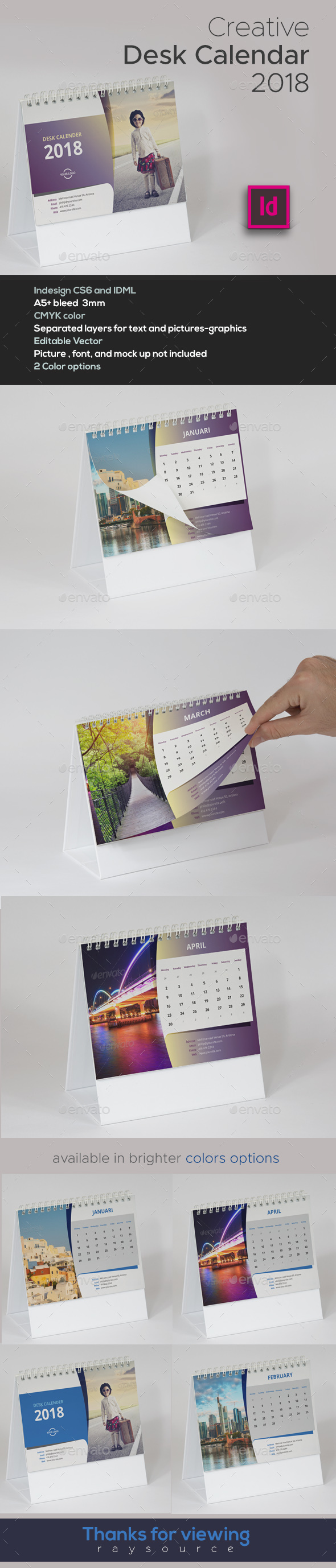 A5 Desk Calendar 2018 - Calendars Stationery