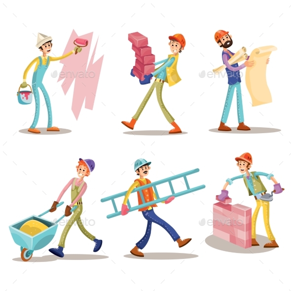Construction Workers Set - People Characters