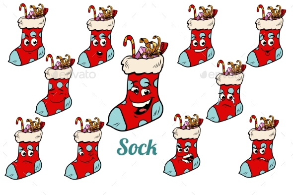 Christmas Gift Sock Emotions Emoticons Set - Christmas Seasons/Holidays