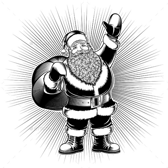 Santa Claus Cartoon Character Retro - Christmas Seasons/Holidays