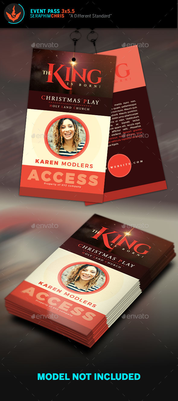 The King Is Born Christmas Event Pass Template - Miscellaneous Print Templates
