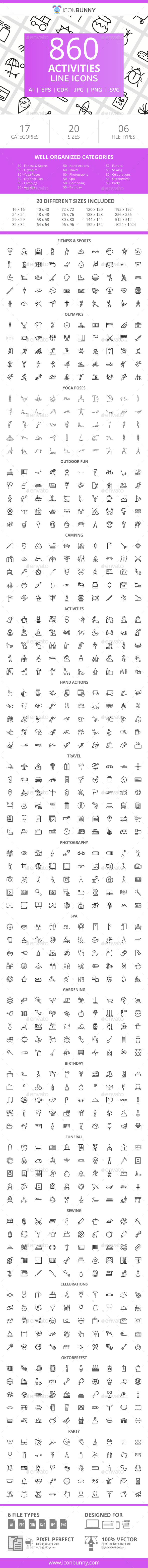 860 Activities Line Icons - Icons