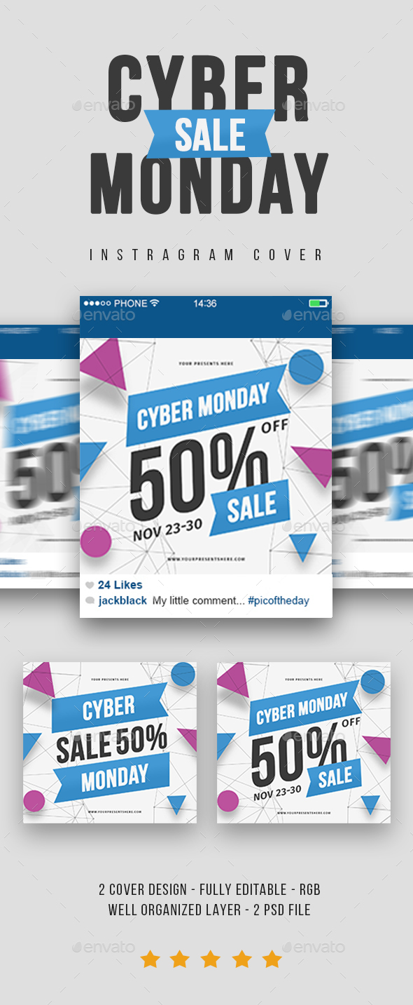 GraphicRiver Cyber Monday Instagram Cover 21044370 GraphicRiver Cyber Monday Instagram Cover 21044370