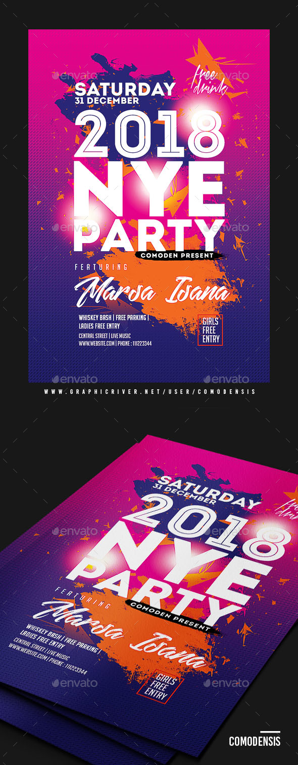 NYE 2018 Flyer Template - Clubs & Parties Events