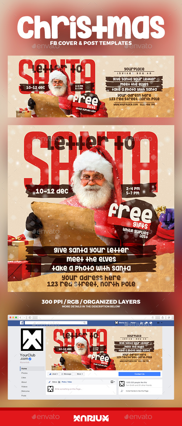Letter to Santa Facebook Cover - Social Media Web Elements