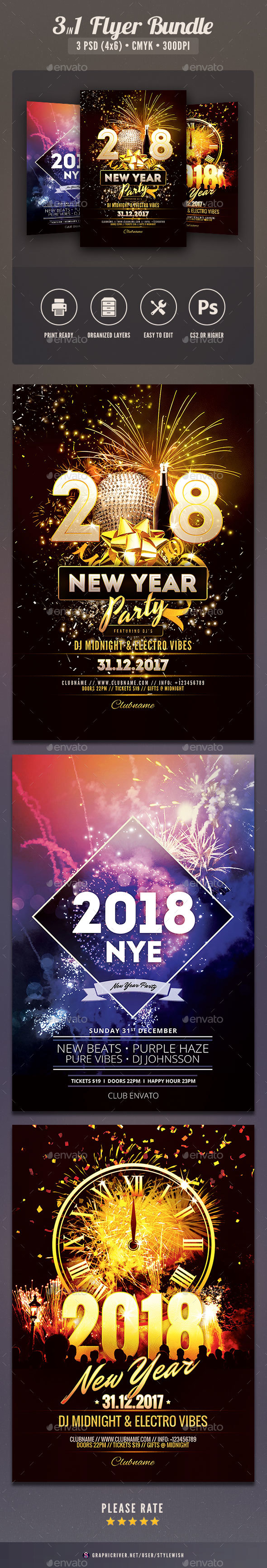 New Year Flyer Bundle Vol.09 - Clubs & Parties Events