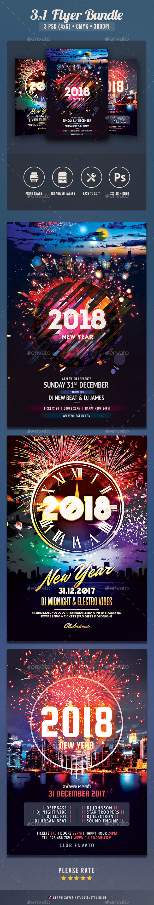 New Year Flyer Bundle Vol.10 - Clubs & Parties Events