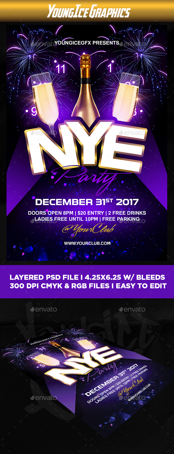 NYE Party Flyer Template - Clubs & Parties Events