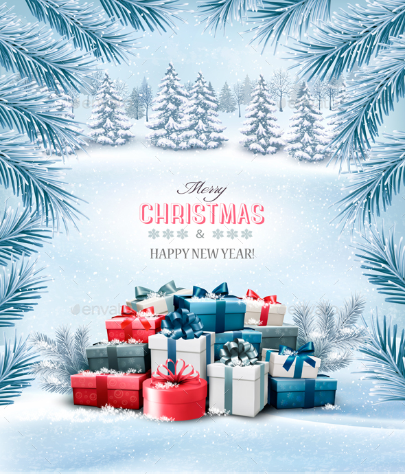 Christmas Holiday Background and Presents - Christmas Seasons/Holidays