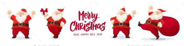 Set of Cartoon Christmas Illustrations Isolated - Christmas Seasons/Holidays