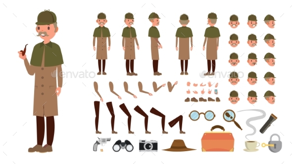 Detective Vector Animated Character Creation - People Characters
