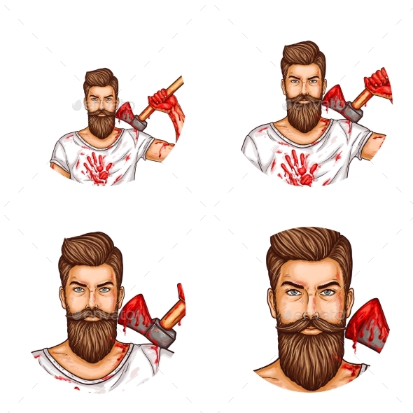 Avatar of a Bearded Man with a Bloody Ax - People Characters
