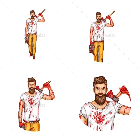Avatar of a Bearded Man with a Bloody Ax - People Characters