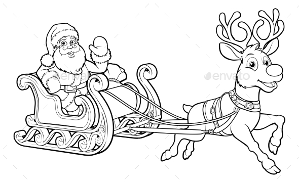 GraphicRiver Santa Claus Christmas Sleigh and Reindeer 21050435 GraphicRiver Santa Claus Christmas Sleigh and Reindeer 21050435