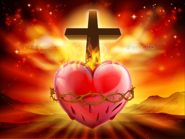 GraphicRiver Sacred Heart Christian Illustration 21050453 GraphicRiver Sacred Heart Christian Illustration 21050453