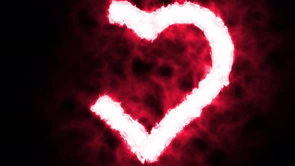 Red heart on black background