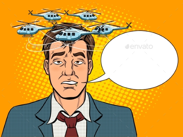 Drunk Man with Helicopters Pop Art Vector - Miscellaneous Vectors