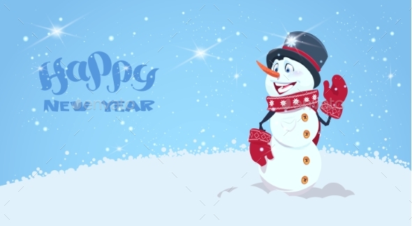GraphicRiver Happy New Year Greeting Card With Snowman 21052014 GraphicRiver Happy New Year Greeting Card With Snowman 21052014