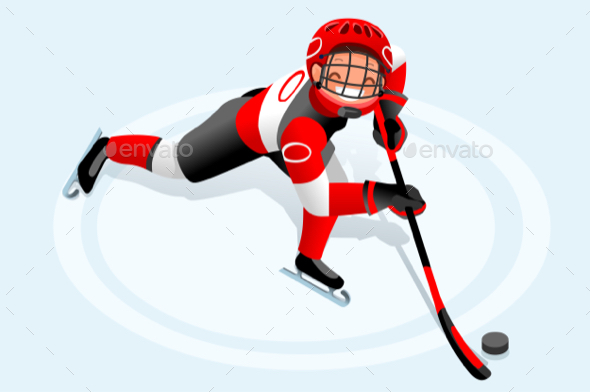 Hockey Vector Cartoon Boy Poster - Vectors