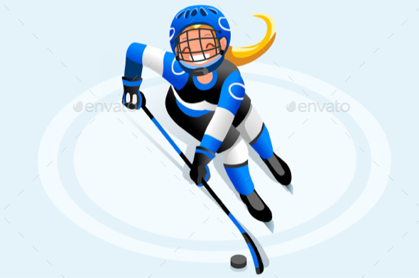 Hockey Vector Cartoon Girl Poster - Vectors