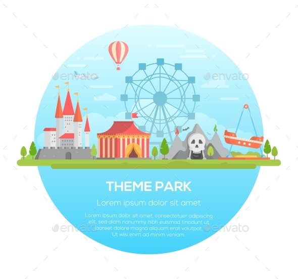 Theme Park - Modern Vector Illustration - Web Elements Vectors