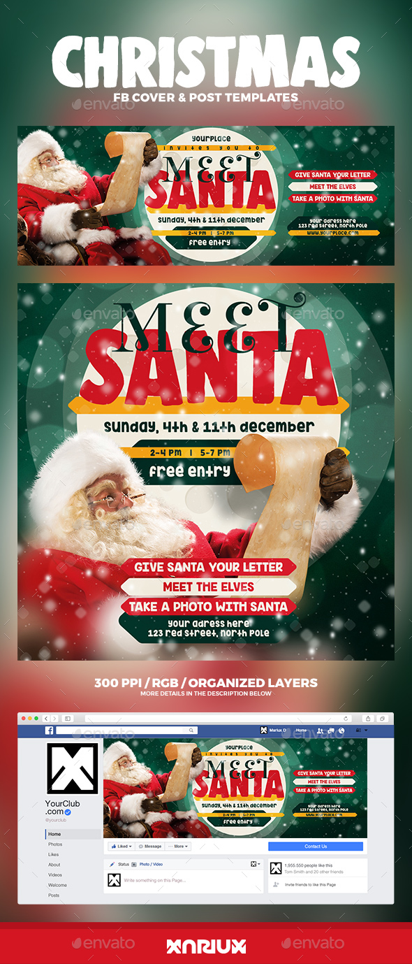 Meet Santa Facebook Cover - Social Media Web Elements