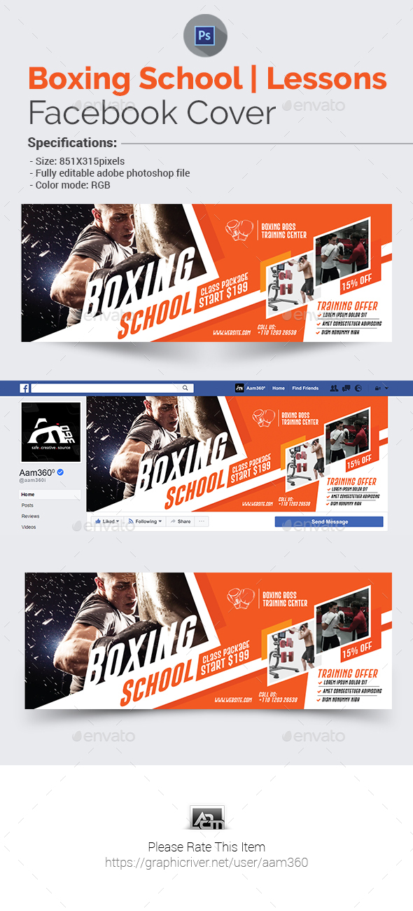 GraphicRiver Boxing School Facebook Cover Template 21053551 GraphicRiver Boxing School Facebook Cover Template 21053551