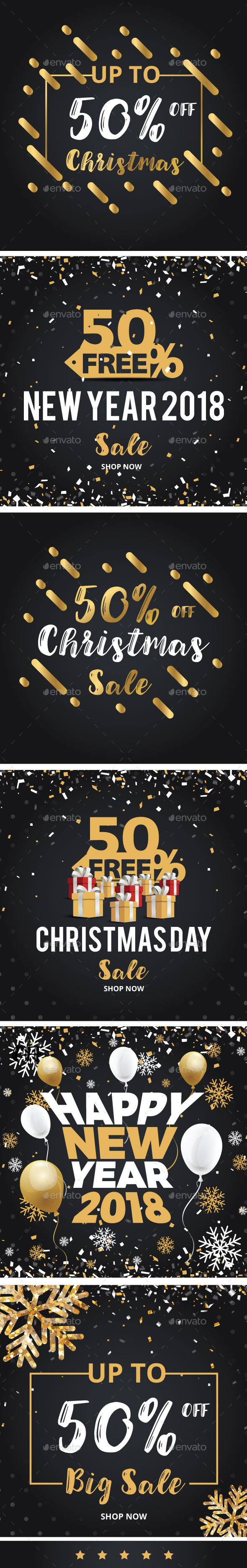 Happy Christmas and New Year Discount Sale Banners - Social Media Web Elements