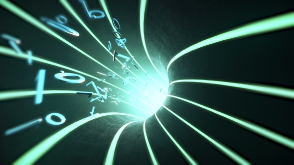 Binary Code Flies in the Wire Internet Cables, Motion Graphics | VideoHive