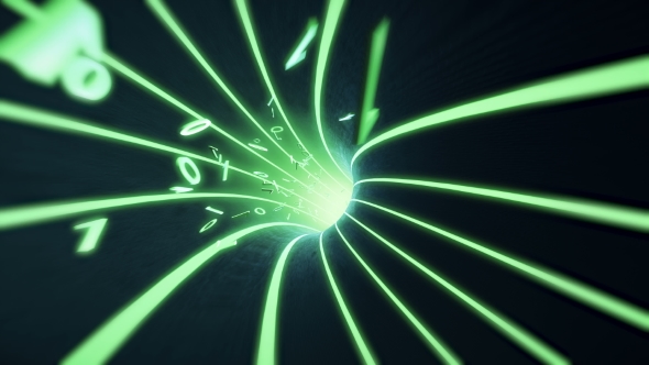 Binary Code Flies in the Wire Internet Cables, Motion Graphics | VideoHive