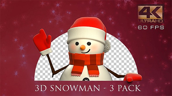 3D Snowman Animated - 3 Pack
