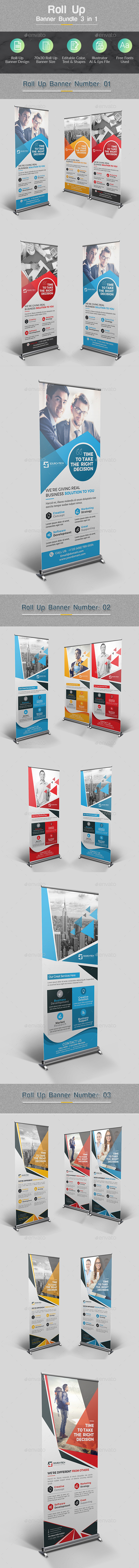 Roll Up Banner Bundle 3 in 1 - Signage Print Templates
