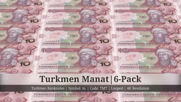Turkmen Manat | Turkmenistan Currency - 6 Pack | 4K Resolution | Looped alt