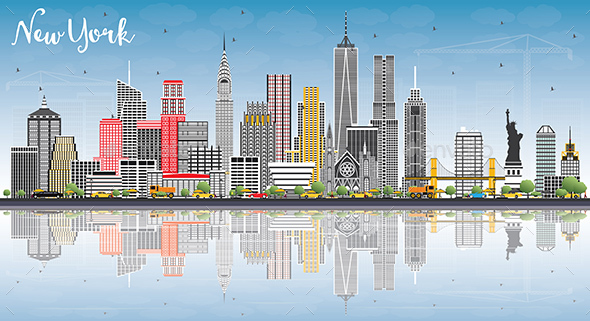 GraphicRiver New York USA Skyline with Gray Buildings 21055669 GraphicRiver New York USA Skyline with Gray Buildings 21055669