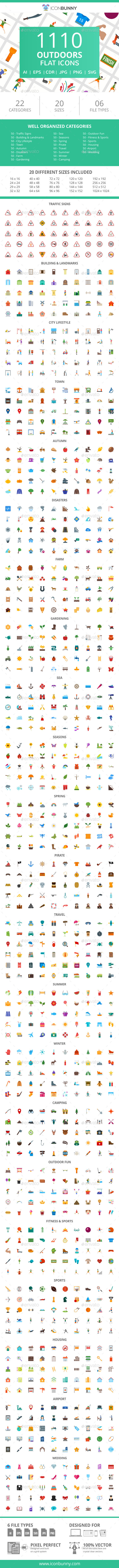 1110 Outdoors Flat Icons - Icons