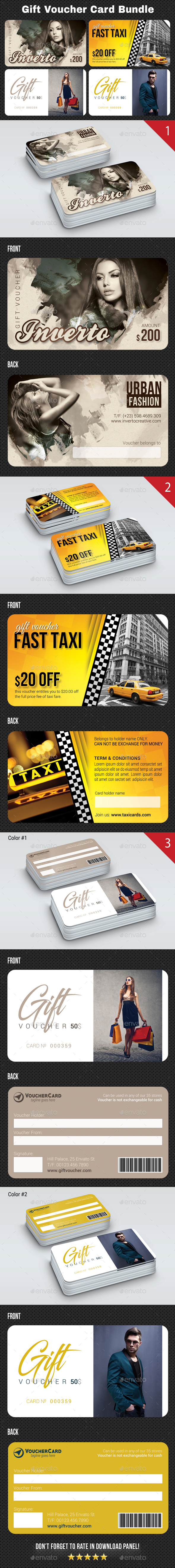 3 Gift Voucher Card Bundle 3 - Cards & Invites Print Templates